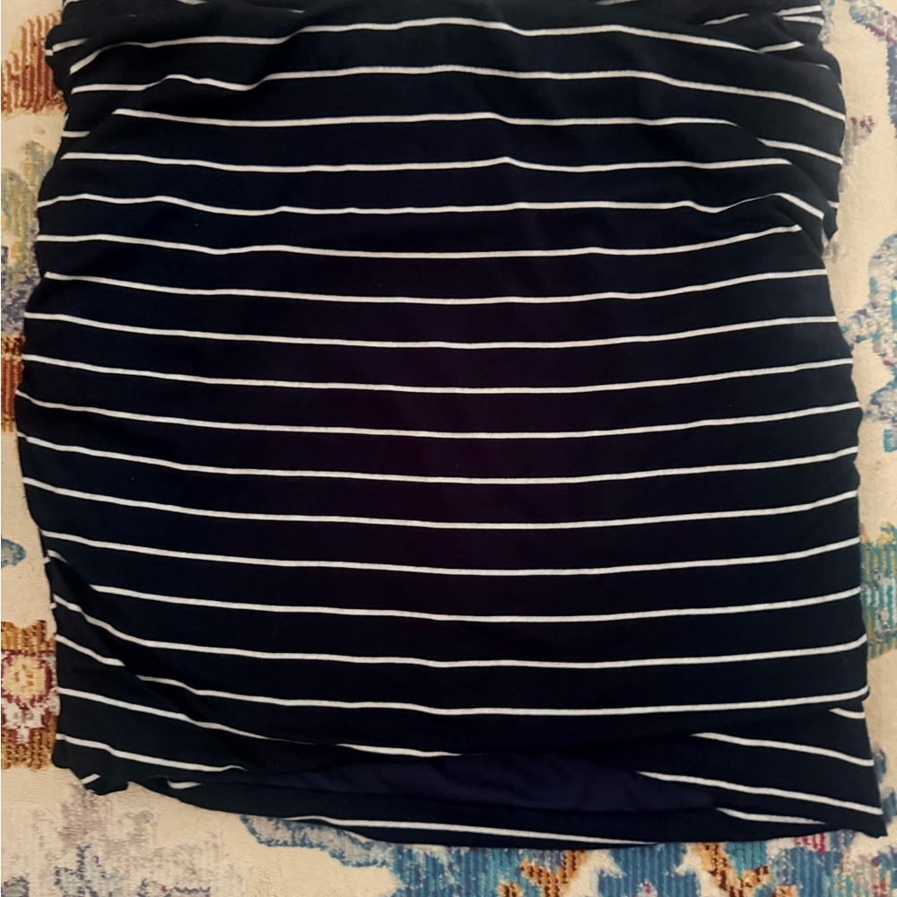 Bar III Navy and White Striped Mini Skirt